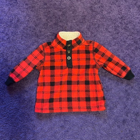 Carter's buffalo plaid footed pajama and pullover jacket set - Size 6 months - Picture 4 of 5